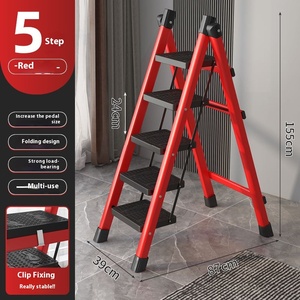 Đa chức năng Đỏ bước thư mục thang xương cá có thể gập lại thang 5 bước nhà Thang gấp bước - Product Image 2