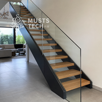 Escalier à double poutre moderne de luxe, sur mesure, fabrication directe usine