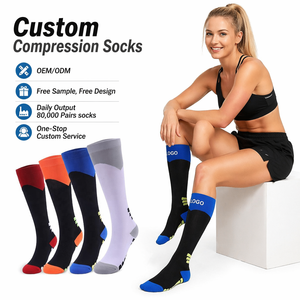 Chaussettes <span class=keywords><strong>de</strong></span> compression sportives pour jeunes, respirantes, écologiques, montantes jusqu'au genou, en nylon, pour le cyclisme et les infirmières - Product Image 1