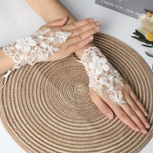 Gant de mitaines de broderie de poignet court de <span class=keywords><strong>mariage</strong></span> Gant sans doigts de coude de fête Gants de dentelle de mariée - Product Image 5