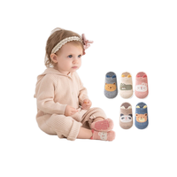 Chaussettes de sol pour bébé automne-hiver, nouveau-né, coton de classe A, 1-3 ans, antidérapantes, sans couture, oreilles en trois dimensions, dessin animé