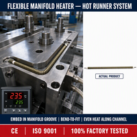 Chauffe-eau flexible Huadong avec gaine en tube corrugué en acier inoxydable pour moules à canaux chauds, intégré sur la surface du moule