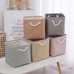 Cross-border for Bestseller Thick Cotton-linen EVA Cube <strong>Storage</strong> <strong>Basket</strong> <strong>Large</strong>-capacity Foldable Organizer Laundry Hamper Home - Product Image 3