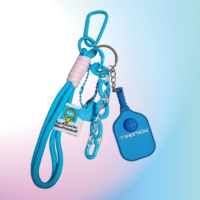 Accessoires porte-clés pickleball pagaie en caoutchouc PVC souple avec logo personnalisé 3D OEM d'usine avec porte-clés porte-clés cadre de pagaie