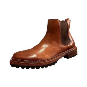 Bottes Chelsea en cuir marron délavé pour homme, faites à la main, à lacets, style rétro streetwear, chaussures d'hiver et d'été, semelle épaisse - Product Image 4