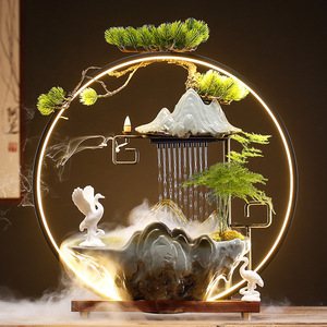 Humidificador de Cerámica con Cascada de Agua y Rocas, Estilo Chino Moderno, Fuente con Cortina de Lluvia, Decoración Creativa para Sala de Estar u Oficina - Product Image 1