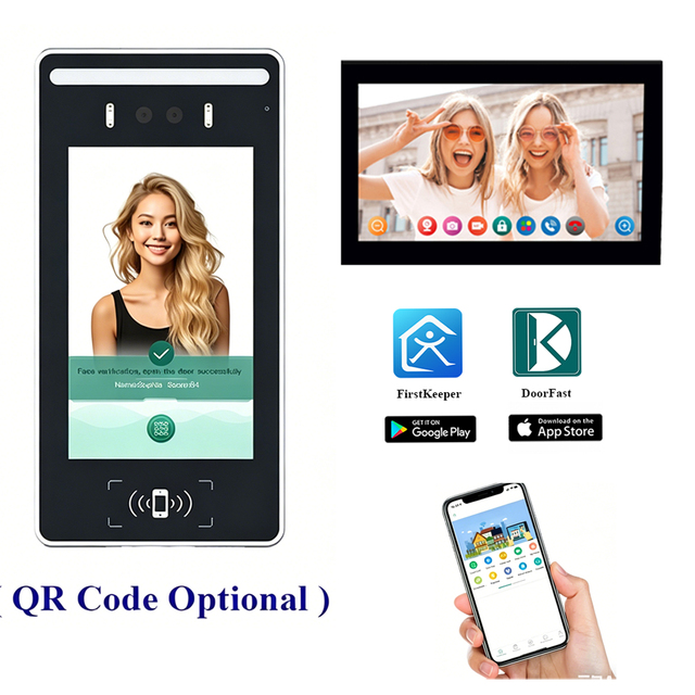 Apartment Video Doorphone Intercom System 7 Inch Night Vision WIFI 4G Optional APP Biometric Facial Recognition Access Reset