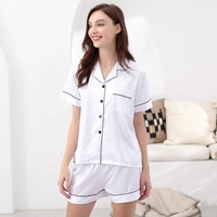 Ensemble de pyjama court Pyjama uni en satin pour femmes Pyjama enfant Costume de filles à fleurs 6015