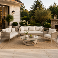 Ensemble de canapés de conversation de luxe en corde tressée résistante aux intempéries pour l'extérieur, idéal pour villa, jardin et terrasse