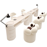 Ensemble Table et Chaises de Manucure Luxe Moderne Style Crème Double/Triple avec Prise et Aspirateur Intégrés pour Manucure Complète