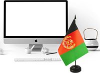 Vente en gros de drapeaux de bureau afghans pour le bureau en Afghanistan drapeau de décoration de table avec base et bâton en plastique