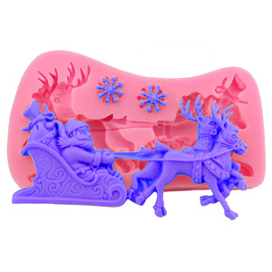 スノーフレーク型DIYシリコンモールドの3個の3Dサンタクローストナカイそり - Product Image 6
