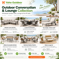 Ensemble de mobilier de jardin 7 pièces en rotin PE moderne pour salon extérieur, canapé d'angle modulable pour conversation