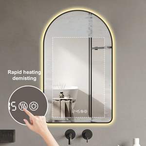DB 28 "x 40" miroir LED arqué pour salle de bain temps température affichage rétro-éclairage Anti-buée Dimmable avec trois couleurs pour cosmétiques - Product Image 6