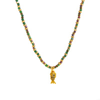 Mode coloré corail poisson collier de perles pour les femmes élégant chandail chaîne bijoux