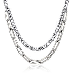 Nuevo diseño oro plata doble cadena collar hombre o mujer con trenzado colorido collares joyería regalos <span class=keywords><strong>2025</strong></span> - Product Image 4