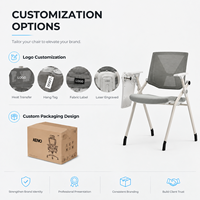 Chaise de bureau pliante pour ordinateur Chaise de table de formation de conférence empilable mobile rembourrée et chaise gigogne avec bras d'écriture pour réunion