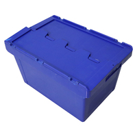 Boîte de Transport en plastique, économique, bleu, Durable, boîte de Transport en plastique, empilable et enroulée avec couvercle