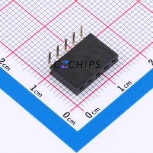 FH2.54-06-05PWD Pin Socket Bent Lead Through Hole,P=2.54mm Connector 1x5P 2.54mm Square Hole Right Angle Insert - Product Image 1