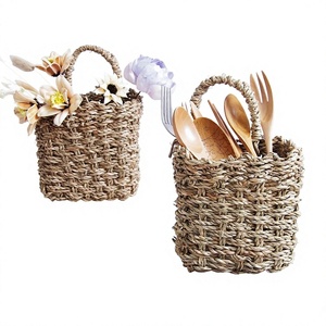 Rectangle Natural Material Water Hyacinth Storage <b>Tray</b>/<b>Drawer</b> with Cut-Out Handle Bamboo Storage Basket for Home Use - Product Image 2
