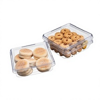 Boîte à pâtisserie carrée transparente en PET, conteneur scellé à fond plat pour desserts, pâtisseries, aliments en vrac, fruits de supermarché