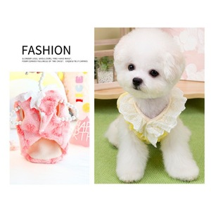 <b>Dog</b> Fleece Vest With Lace <b>Collar</b> Yellow Pink Autumn Winter <b>Small</b> <b>Dog</b> Pet Clothing Comfortable Warm Coat For Teddy - Product Image 1