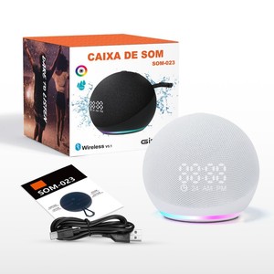 Nouveau haut-parleur Alaxe SOM-023 avec lumières LED RGB, réveil, appairage TWS - Subwoofer portable en plastique pour bureau et extérieur - Product Image 6