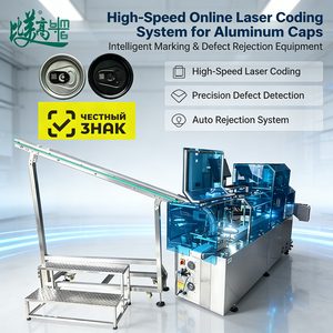 Machine de marquage et de codage laser à fibre automatique pour capuchons en aluminium BMG avec inspection visuelle et rejet automatique |   Imprimante de codes QR volants en ligne pour - Product Image 2