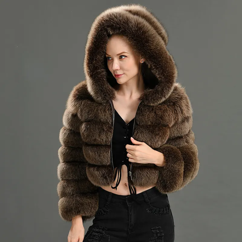 Manteau de fourrure de renard véritable et Sexy pour femmes, nouveau Style à la mode, manteau d'hiver chaud, épaisse, de luxe, vente en gros