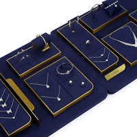 Sundo – Nouveaux ensembles de présentoirs populaires en velours bleu pour bijoux, supports de présentation pour bagues, colliers et bracelets, pour l'aménagement intérieur de bijouteries