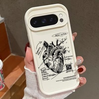 Coque de téléphone portable Google Pixel compatible avec Google 7 8 9 10 Pro XL, motif Cœur Esquisse 10, gaufrage uni, antichoc