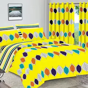 wholesale luxury curtain bedding collection design 6 pcs bedsheet duvet cover bedding set with matching curtain