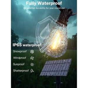 Guirnalda de Luces Solares de 15 Metros para Exteriores, Luces LED Atenuables para Patio con Control Remoto, Bombillas Resistentes a Impactos, Decorativas - Product Image 5