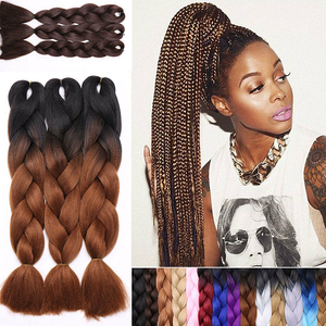 Muestra Gratuita de Cabello Sintético Jumbo Ombre para Trenzas, 24 Pulgadas, 100g, Crochet Expressions, Box Braids, Cabello Jumbo Yaki para Trenzas - Product Image 3