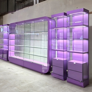 Vitrine d'exposition en verre moderne, mobilier de vente au détail, armoire murale violette, <span class=keywords><strong>porte</strong></span> <span class=keywords><strong>coulissante</strong></span>, verrouillable, accessoires d'exposition - Product Image 2