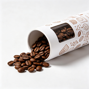 Boîte cylindrique de luxe en papier avec fenêtre transparente, taille personnalisée, tube en kraft pour emballage de café en grains, emballage boutique - Product Image 3