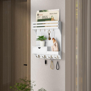 Solid Wood <b>Wall</b> <b>Mounted</b> Rack Key Mail Storage Entryway Organizer Bedroom Kitchen <b>Shelf</b> - Product Image 3