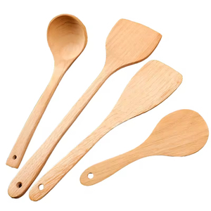 Espátula y Cuchara de Madera de Ébano con Mango Largo, Antiadherentes, Aptas para Lavavajillas, Utensilios para Uso en la Cocina del Hogar - Product Image 1