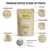 Sachet refermable personnalisé pour poudre de fibres alimentaires, idéal pour les compléments nutritionnels et le stockage d'aliments fonctionnels