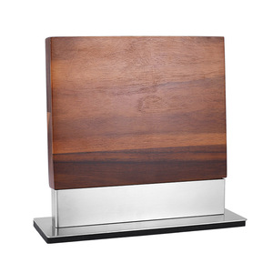 Usine de produits en bois Yutong, bloc à couteaux magnétique en bois d'acacia, support vertical pour couteaux de cuisine, porte-couteaux avec base en acier inoxydable - Product Image 5