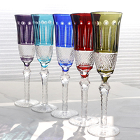 Verres à vin en cristal multicolores, flûte à champagne, verre à boire, fait à la main, sculpté à la main, Edo Kiriko, cadeau de mariage avec boîte