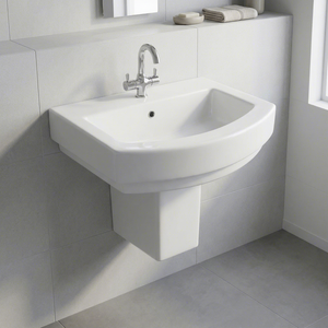Lavabo demi-pied en céramique blanche, design rustique, pour salle de bain, cuisine, maison, hôpital, articles sanitaires en porcelaine - Product Image 1