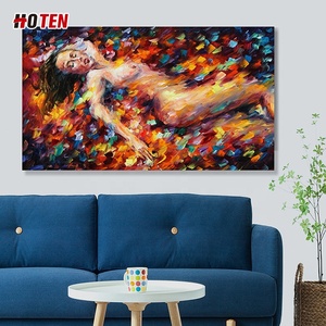 Camera da letto moderna pittura a olio astratta bella donna nuda danzante retro dipinto a mano tela arte Sexy giovane ragazza camera da letto - Product Image 4