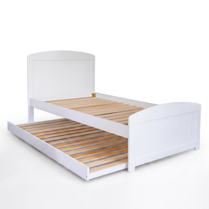 European Design Dual-Layer Twin Platform <b>Bed</b> with Hidden Pull-Out Trundle <b>Space</b>-<b>Saving</b> King Single & Single Sizes - Product Image 1