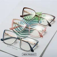 Bingkai Kacamata Specs Mata Kucing untuk Wanita, Bingkai Kacamata Demo Lensa Optik Baja Tahan Karat Dapat Disesuaikan