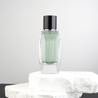Flacon pulvérisateur vide de 75 ml, noir transparent, luxueux, de haute qualité, forme rectangulaire, flacon de parfum en verre