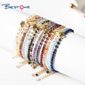 Bestone Natural Gemstone Bead <strong>Bracelet</strong> <strong>Healing</strong> <strong>Crystal</strong> Adjustable Heart <strong>Bracelet</strong> 3mm Faceted Round Beads <strong>Bracelet</strong> for Women - Product Image 4
