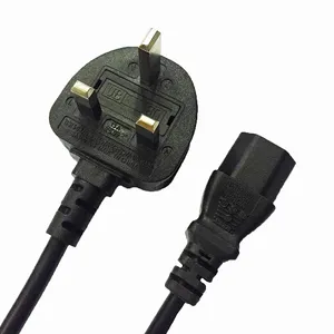 220v Computer 3 Pin Female Male Power Cord Connector UK AC Power Cable