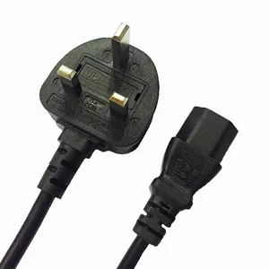 Cable de alimentación macho y hembra para ordenador, 220v, 3 pines, UK AC