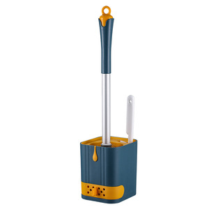 Kaiyoujie Wall Mounted Toilet <b>Brush</b> Holder With <b>Drain</b> Tray Rectangular White And Blue Easy To Clean Bathroom Cleaning Tool - Product Image 5